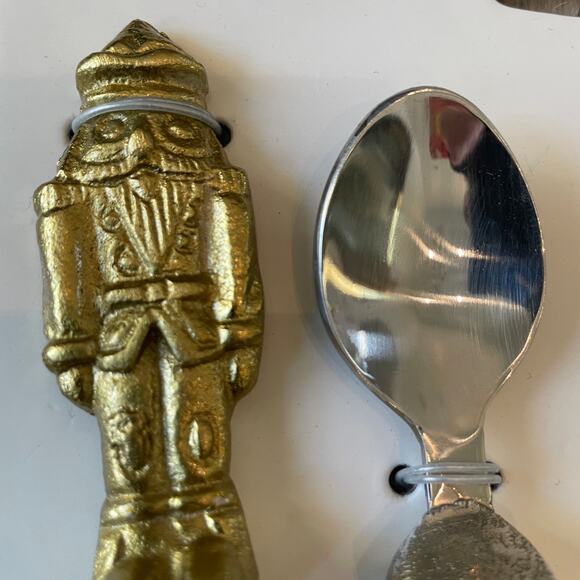 Holiday Gold Nutcracker Spoon Set of 4 Small 5in Stainless Steel Christmas New - Picture 6 of 9